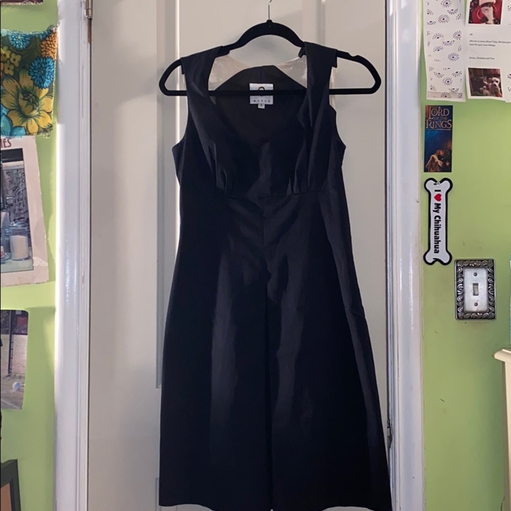 Mayle navy knee-length dress with cream tie